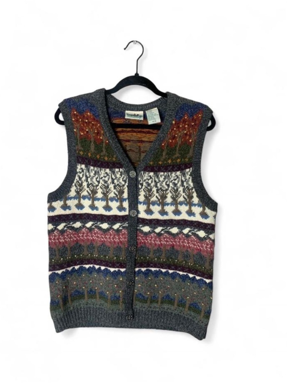 Vintage Northern Reflections Four Seasons Tree Sweater Vest - Size Medium Wool